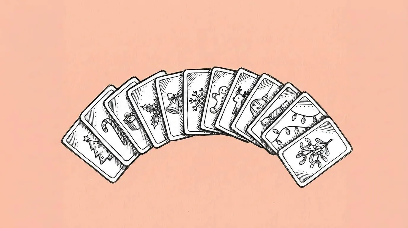A set of collectible game cards sharing one theme, palette and atmosphere