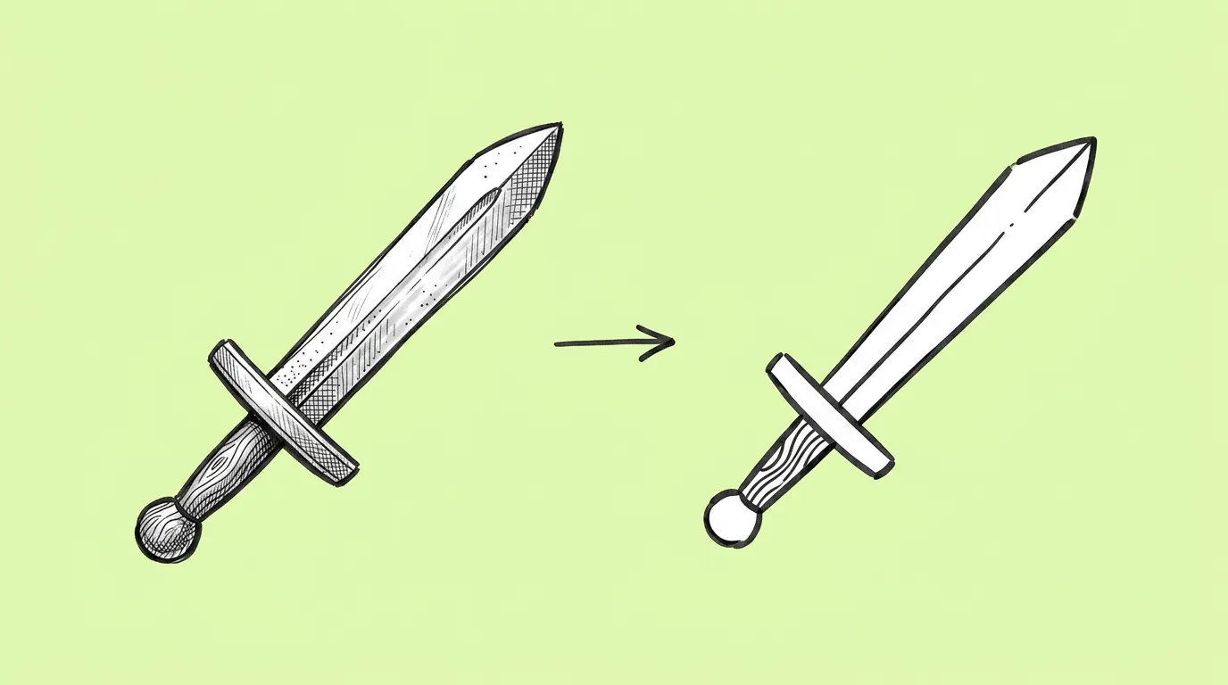 A detailed game object next to its simplified, flat icon version