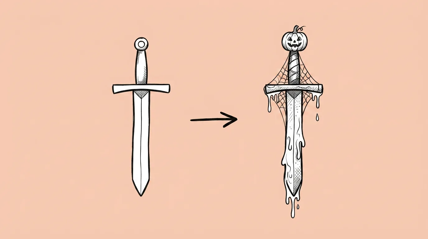 A game asset next to its Halloween-themed reskin
