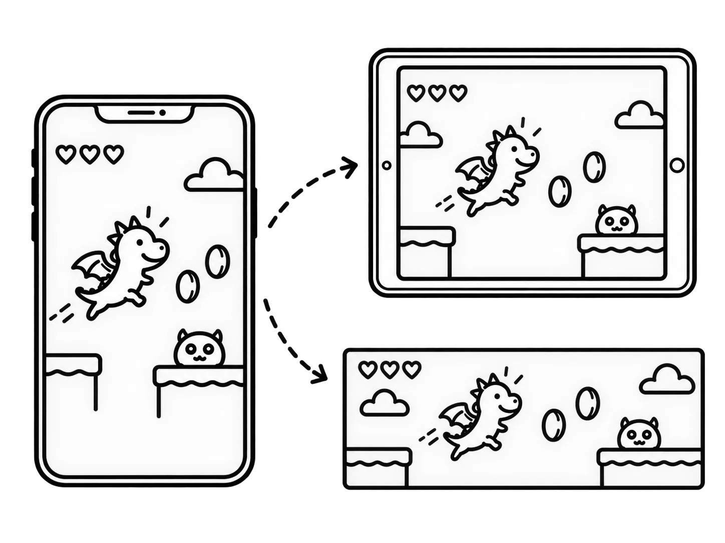 One playable adapted to phone, tablet and banner sizes