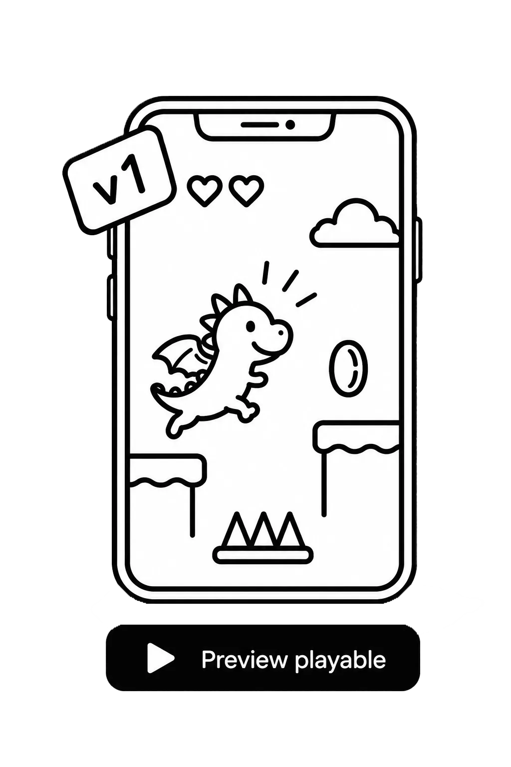 A v1 playable previewed on a phone